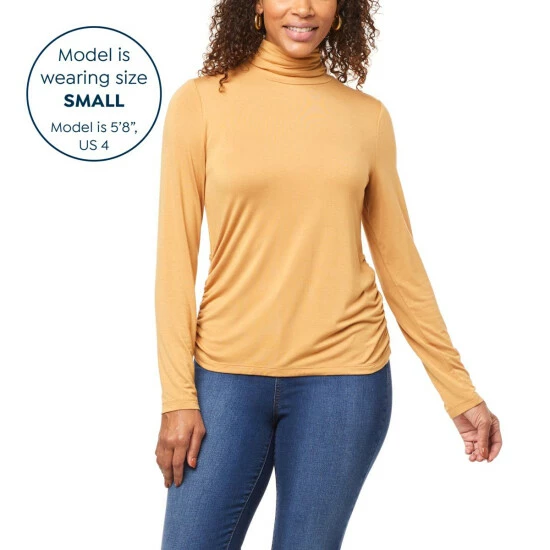 Deals 🔥 IMAN Global Chic Turtleneck With Shirred Sideseams Black ✨ - Image 2