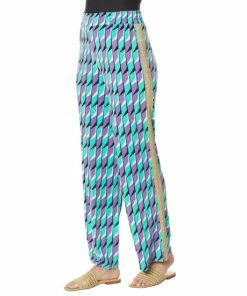 Brand new 💯 IMAN Global Chic Palazzo Pant With Gold Trim Scarlet Geo 🔔