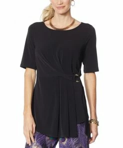 Top 10 🔥 IMAN Global Chic Luxury Resort Short-Sleeve Knot-Front Top Slate ⌛