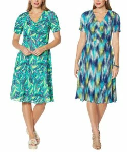 Cheapest ⌛ IMAN Global Chic Reversible Short-Sleeve 👗 Dress Violet Multi 🎁