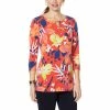 Top 10 🛒 IMAN Global Chic Printed Keyhole 3/4 Sleeve Tunic Red Multi ✔️