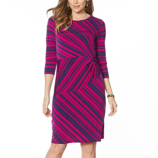 Hot Sale π IMAN Global Chic Luxury Resort Striped Jersey Sheath π Dress Jade/ocean Blue Stripe π