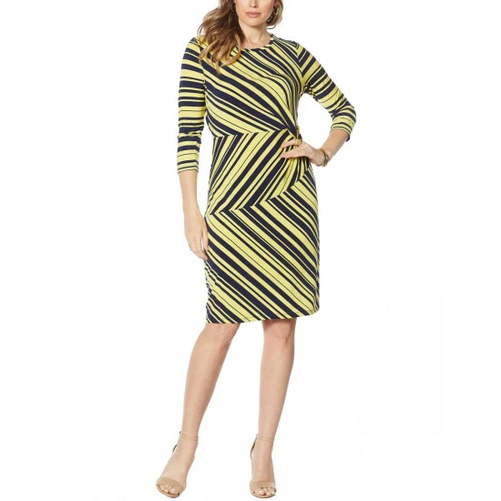 Hot Sale π IMAN Global Chic Luxury Resort Striped Jersey Sheath π Dress Jade/ocean Blue Stripe π - Image 5