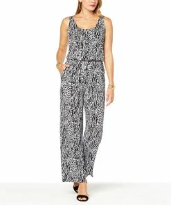 Best deal ❤️ IMAN Global Chic Sleeveless Knit Crop Jumpsuit Black ⭐