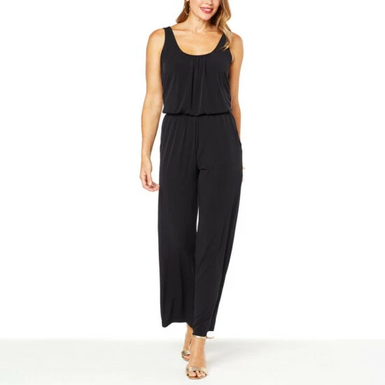 Best deal โค๏ธ IMAN Global Chic Sleeveless Knit Crop Jumpsuit Black โญ - Image 4