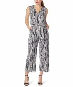 Wholesale 🤩 IMAN Global Chic Tie Front Knit Crop Jumpsuit Black 🎉