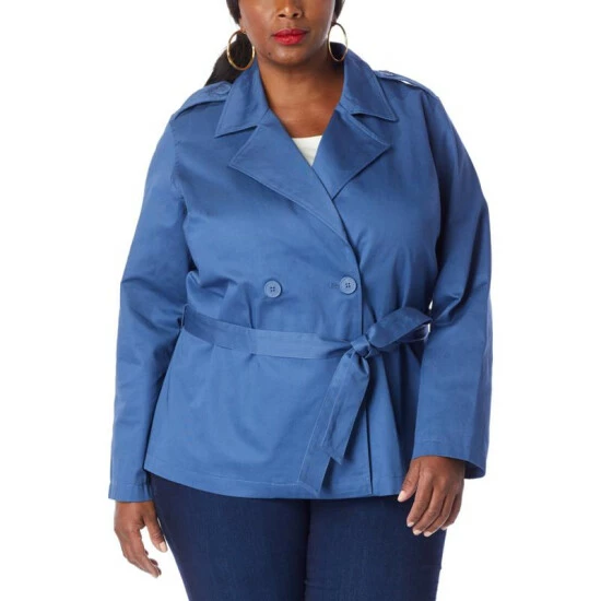 Wholesale 💯 IMAN Global Chic Belted Trench Jacket Indigo 🤩 - Image 4