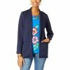 Best Pirce 🛒 IMAN Global Chic Silky Scuba Knit Blazer With Pockets Navy 🤩
