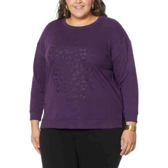 Best Pirce ✔️ IMAN Global Chic Graphic Sweatshirt Eggplant 🔥 - Image 5