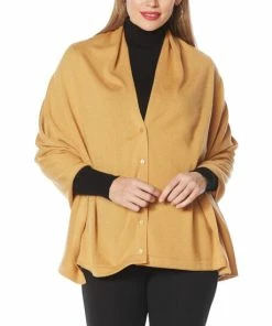 New 👍 "As Is" IMAN Global Chic Comfy Multi-Wear Sweater Knit Shawl Camel 🌟