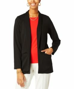 Buy 🥰 "As Is" IMAN Global Chic Scuba Knit Blazer With Pockets Black 😉