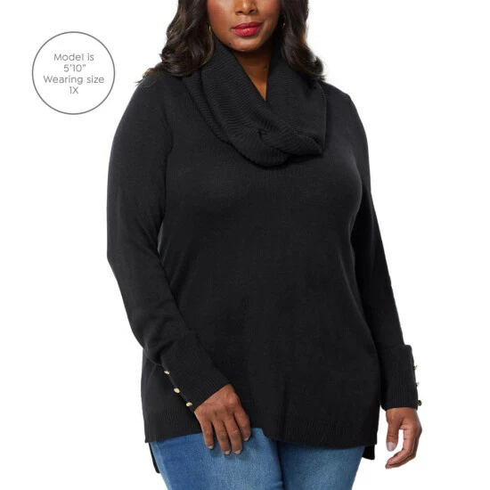 Best Sale π "As Is" IMAN Comfy Chic Sweater And Circle Scarf Black 𧨠- Image 11