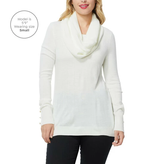 Best Sale π "As Is" IMAN Comfy Chic Sweater And Circle Scarf Black 𧨠- Image 12