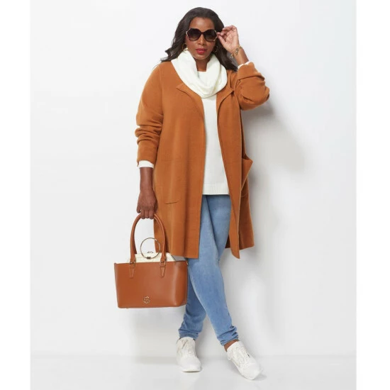 Best Sale π "As Is" IMAN Comfy Chic Sweater And Circle Scarf Black 𧨠- Image 14