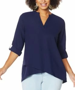 Hot Sale 😀 IMAN Global Chic Asymmetric Y-Neck Top 😉