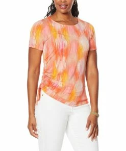 Best reviews of 👍 IMAN Global Chic Side Shirred Print Tee 😀