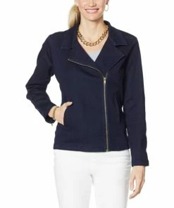 Deals ⌛ IMAN Global Chic Illusion Denim Moto Jacket 💯