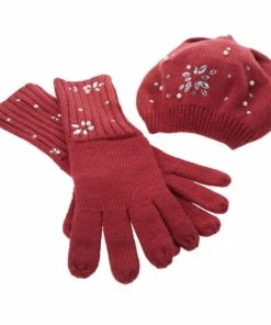 Coupon ⌛ IMAN Global Chic Embellished Beret & Glove Cold Weather Set 🎉