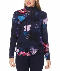 Deals ❤️ IMAN Global Chic Floral Printed Mock-Neck Top 🤩