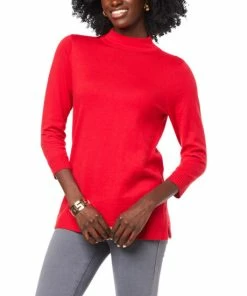 Outlet ⭐ IMAN Global Chic Mock-Neck Pullover Sweater Copper Brown 🎉