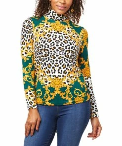 Outlet 🛒 "As Is" IMAN Global Chic Printed Turtleneck With Shirred Detail 🤩