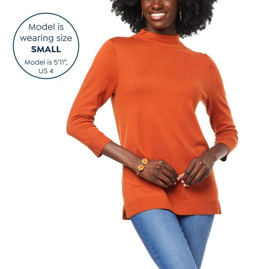 Best reviews of ⌛ "As Is" IMAN Global Chic Mock-Neck Pullover Sweater ❤️ - Image 4