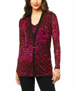 Brand new 🛒 "As Is" IMAN Global Chic Printed Mesh Knit Cardigan 🌟