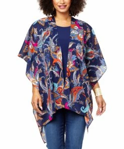 New ✔️ "As Is" IMAN Global Chic Printed Chiffon Multi-Wear Ruana ❤️