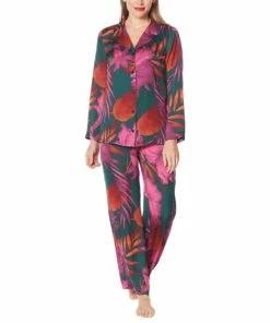 Hot Sale 🌟 "As Is" IMAN Global Chic 2-piece Floral Print Satin Pajama Set 😉