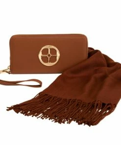 Best Pirce ๐ "As Is" Iman Global Chic Logo Wallet Wristlet And Fringed Scarf Gift Set โ๏ธ