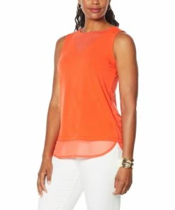 Buy 👍 IMAN Global Chic Mixed Media Layered Tank Midnight Blue 🔥