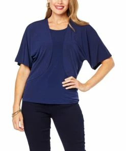 Best Pirce 👍 IMAN Global Chic Dolman Sleeve Open Front Topper Cream 🛒