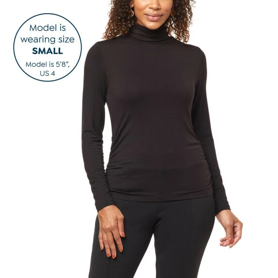 Deals 🔥 IMAN Global Chic Turtleneck With Shirred Sideseams Black ✨ - Image 5