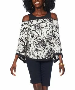 Outlet 🌟 IMAN Global Chic Cold Shoulder Bell-Sleeve Top Iris Orchid 🤩