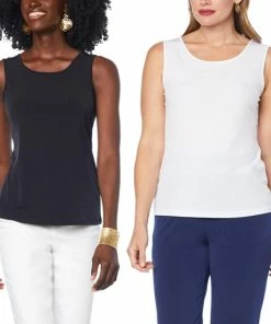 Wholesale ✨ IMAN Global Chic 2-pack Jersey Knit Tank Set Grape Vine/trekking Green 🛒