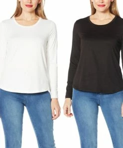 Brand new 😀 IMAN Global Chic 2-Pack Long-Sleeve Tops Eggplant/natural 🌟