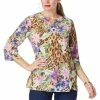 Cheap ✔️ IMAN Global Chic 3/4-Sleeve Floral Print Chiffon Tunic True Teal ❤️