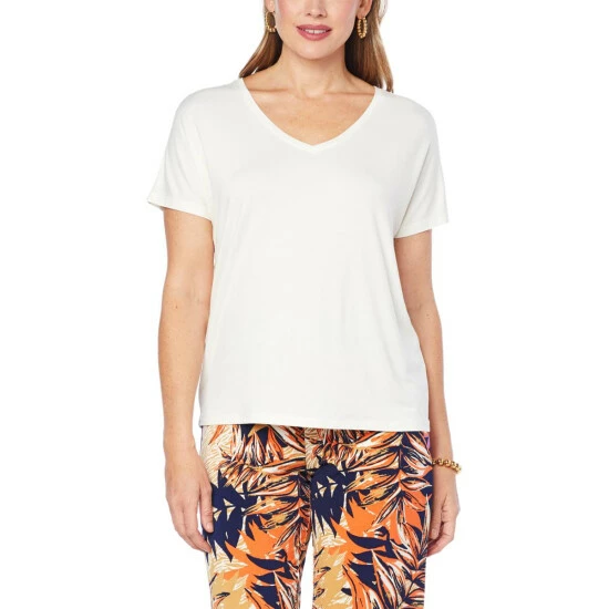 Wholesale 🔥 IMAN Global Chic Easy Knit Short-Sleeve V-Neck Top Bright Purple ✨