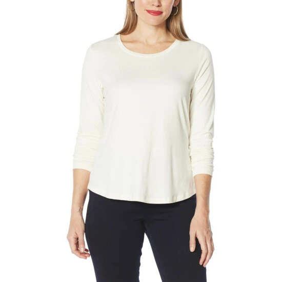 Brand new 😀 IMAN Global Chic 2-Pack Long-Sleeve Tops Eggplant/natural 🌟 - Image 2