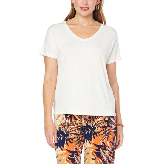 Wholesale 🔥 IMAN Global Chic Easy Knit Short-Sleeve V-Neck Top Bright Purple ✨ - Image 7