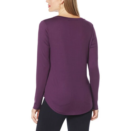 Brand new 😀 IMAN Global Chic 2-Pack Long-Sleeve Tops Eggplant/natural 🌟 - Image 3
