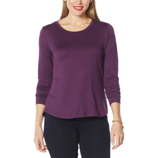 Brand new 😀 IMAN Global Chic 2-Pack Long-Sleeve Tops Eggplant/natural 🌟 - Image 4