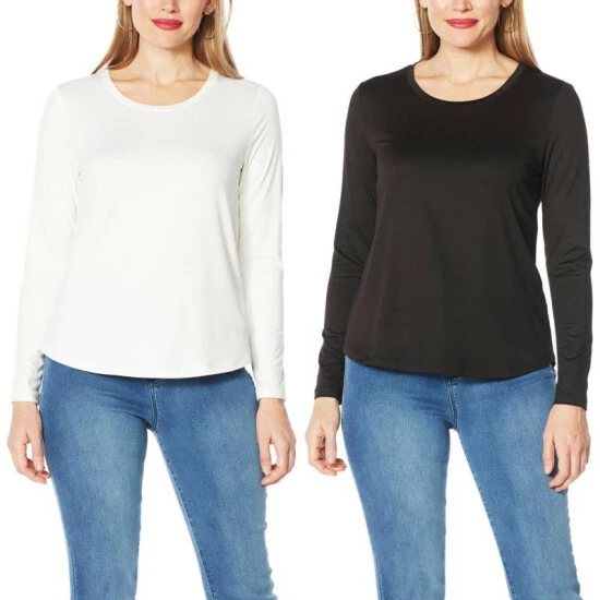 Brand new 😀 IMAN Global Chic 2-Pack Long-Sleeve Tops Eggplant/natural 🌟 - Image 6