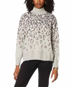 Brand new 😀 IMAN Global Chic Mock Neck Leopard Print Pullover Sweater Fall Red 🤩