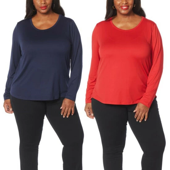 Brand new 😀 IMAN Global Chic 2-Pack Long-Sleeve Tops Eggplant/natural 🌟 - Image 8