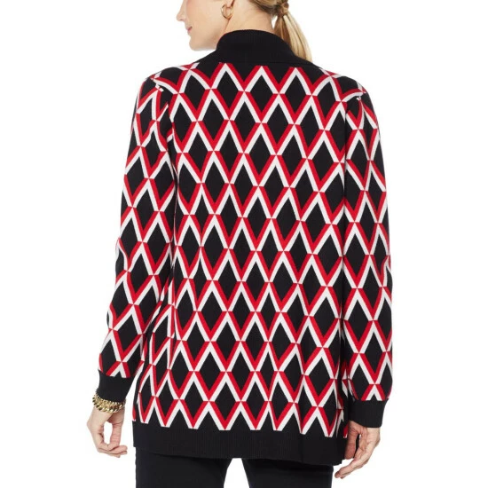 Promo ✔️ IMAN Global Chic Wide Collar Knitted Cardigan Fall Red 🔥 - Image 2