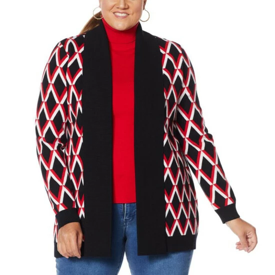 Promo ✔️ IMAN Global Chic Wide Collar Knitted Cardigan Fall Red 🔥 - Image 4