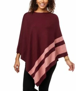 Budget ✨ IMAN Global Chic Asymmetric Poncho With Stripe Detail Navy 🎁