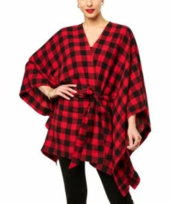 Best reviews of 👏 IMAN Global Chic Plaid Belted Wrap Red Buffalo Plaid 🔔