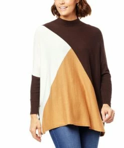 Brand new ✨ IMAN Global Chic Colorblock Mock-Neck Pullover Sweater Rhubarb 🧨